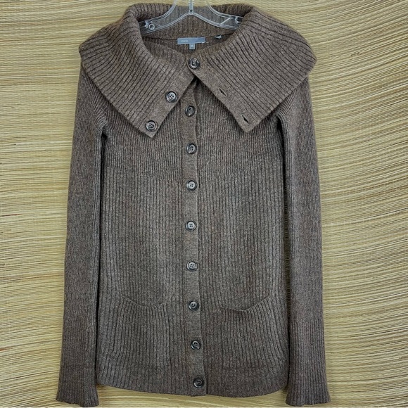 Vince Merino Wool/Baby Alpaca Blend Brown Cardigan Sweater Collared Size XS - Picture 8 of 12